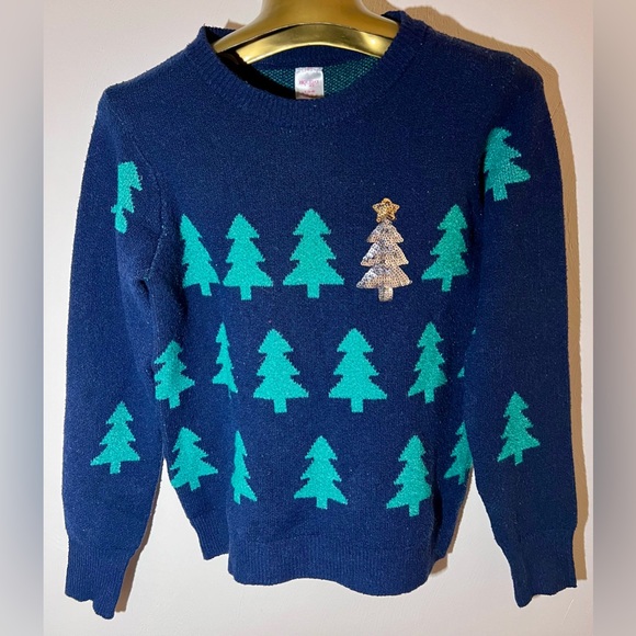 Blue and green tree Christmas sweater - Picture 1 of 3